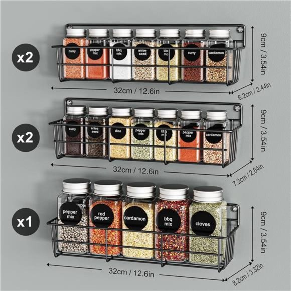 5 Pack Spice Rack Seasoning Organizer Wall Mount, Hanging Spice Organizer Shelf - Picture 6 of 7